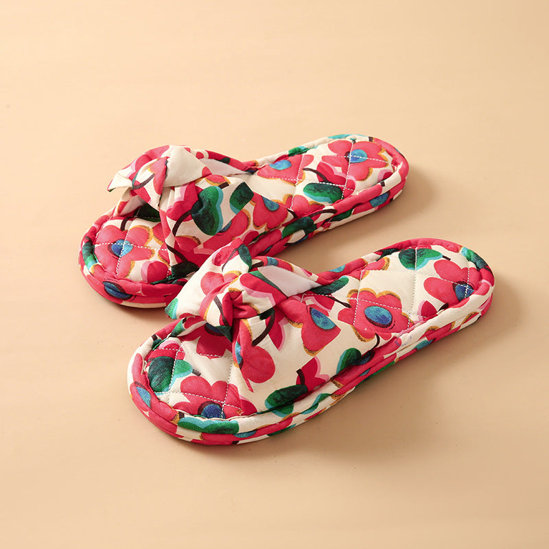 Wholesale Fabric Bowknot Indoor Non-slip Slippers